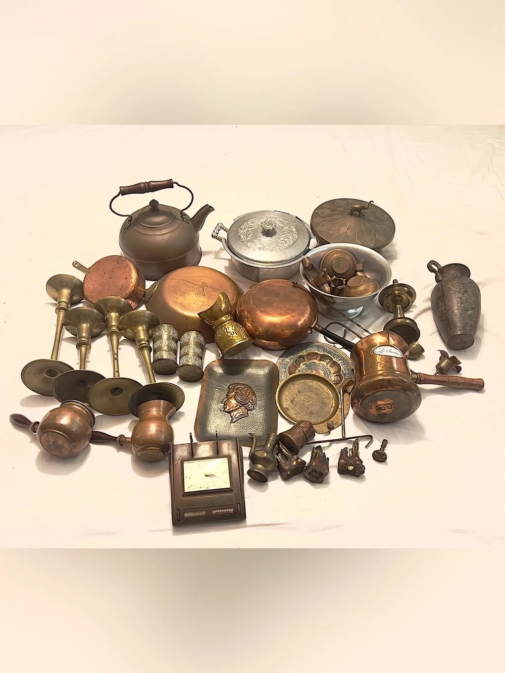 Vintage Antique Mixed Copper and Brass Decorative Kitchenware Set - Copper/Brass